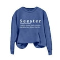 thumbnail image 2 of Clearance Items Women'S Sweatshirts Women's Solid Round Neck Long Sleeved Seester Letter Printed Hoodie, 2 of 3