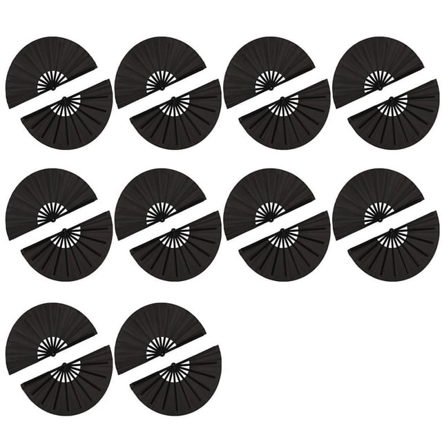 20 Piezas Gran Ventilador Plegable Tela de Nylon Ventilador Plegable de Mano Tai Fan Decoración Negro Fold Fan de Mano para Fiesta Favores
