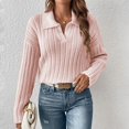 thumbnail image 5 of Womens Cable Knit Sweaters Long Sleeve V Neck Sweater Tops Casual Pullover Shirts Fall Fashion Outfits Pink M, 5 of 7