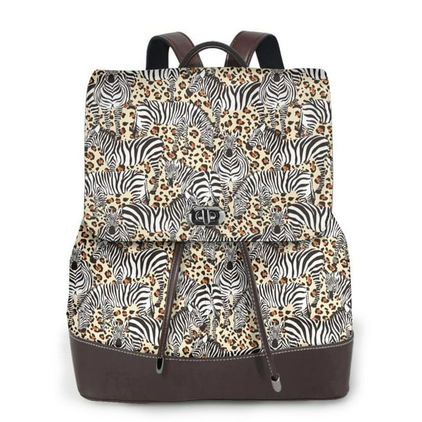 Balery Zebra Mochila de Cuero para Mujeres, Gran Capacidad, Bolsa de Viaje Multifuncional, Mochila de Cuero y Bolsa de Hombro para Mujeres