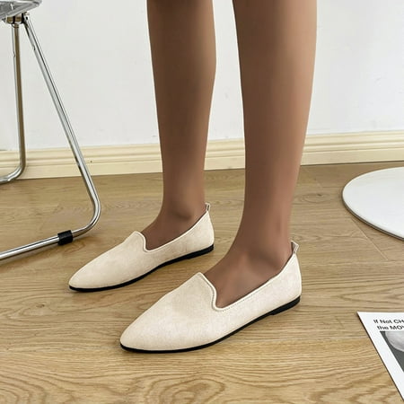 

Summer Savings Clearance! Zpanxa Womens Casual Shoes Fall Pointed Toe Suede Shallow Mouth Flat Flat Heel Comfortable Womens Single Shoes Four Seasons Womens Shoes Beige 43