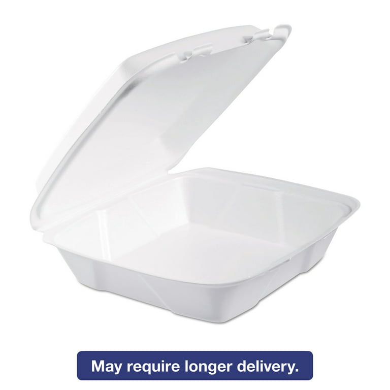 Large White Takeout Boxes - 8x8 Mineral Filled Hinged Containers