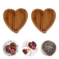 thumbnail image 4 of 2 bandejas de madera de bambú para guardar baratijas y joyas en forma de corazón., 4 of 7