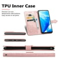 thumbnail image 5 of Feishell Embossed PU Leather Wallet Phone Case for OnePlus Nord N200 5G 6.49 inch,Full Protection Magnetic Clasp Flip Stand Card Slots Shockproof Protective Cover with Hand Strap,Rosegold, 5 of 10