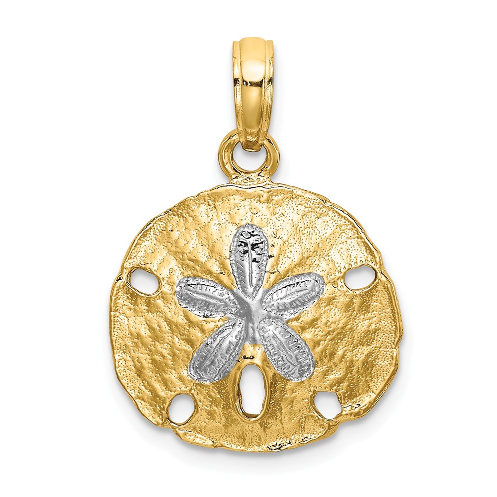 FB Jewels 14K Rhodium Plated White and Yellow Two Tone Gold with Sand ...