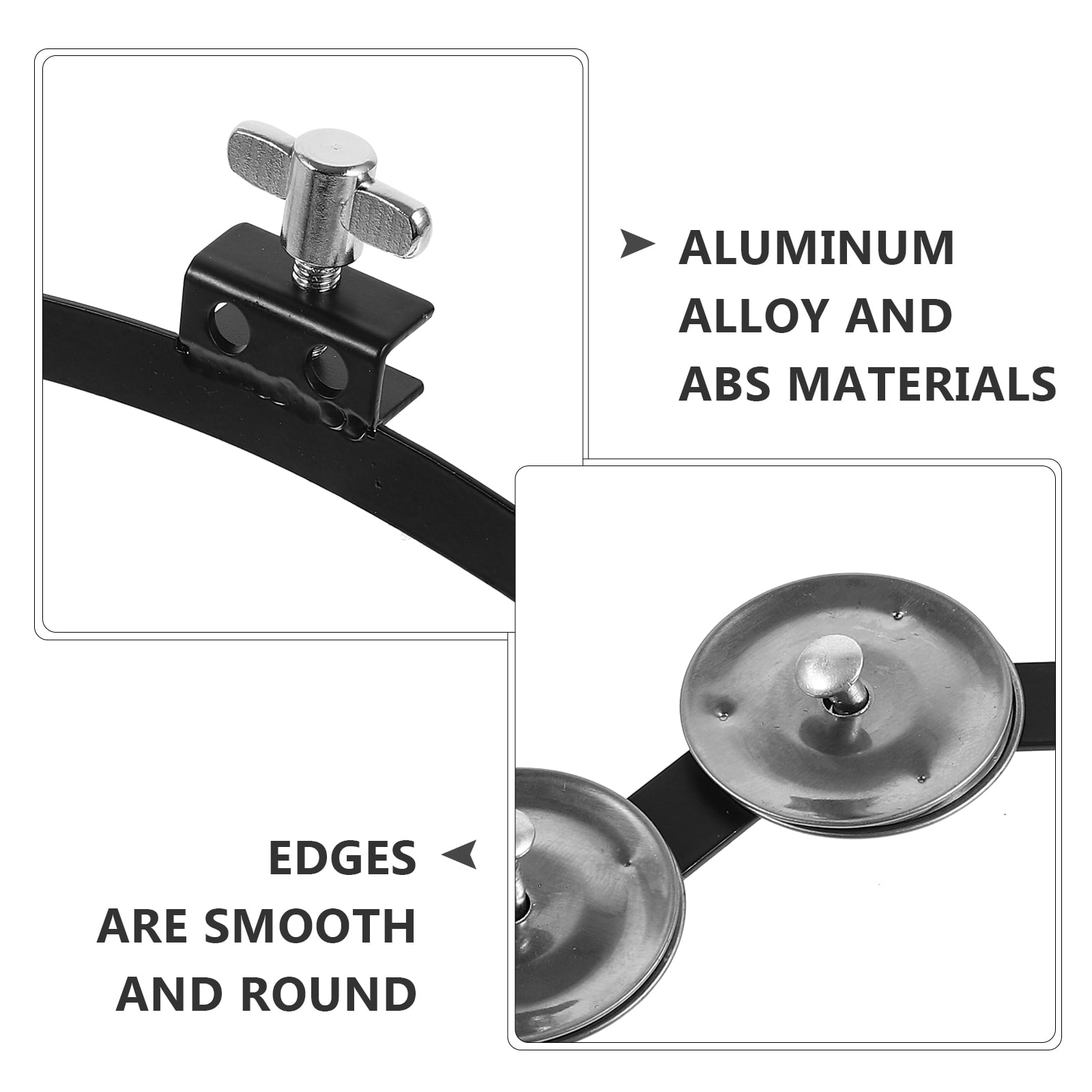WHAMVOX 1Pack Mountable on Drums Tambourine Percussion Bright Sound for Musicians with ABS Material