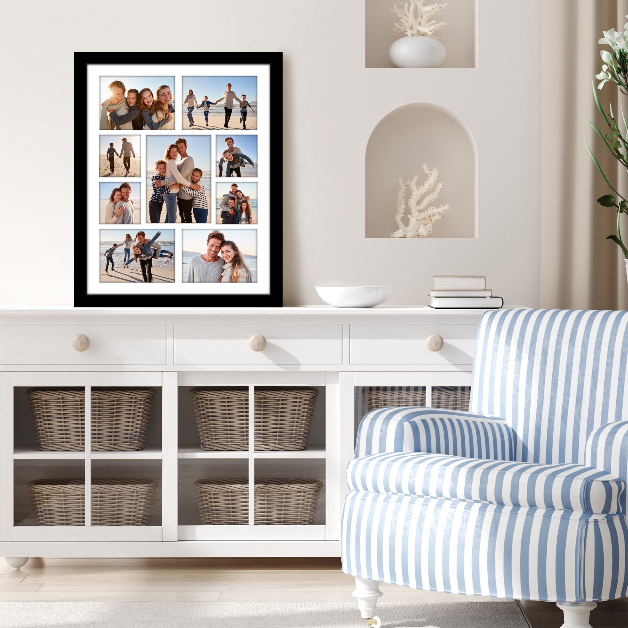 Americanflat 16x20 Picture Frame with Polished Plexiglass Collage Multi Frames Fit One Four Photos - Black