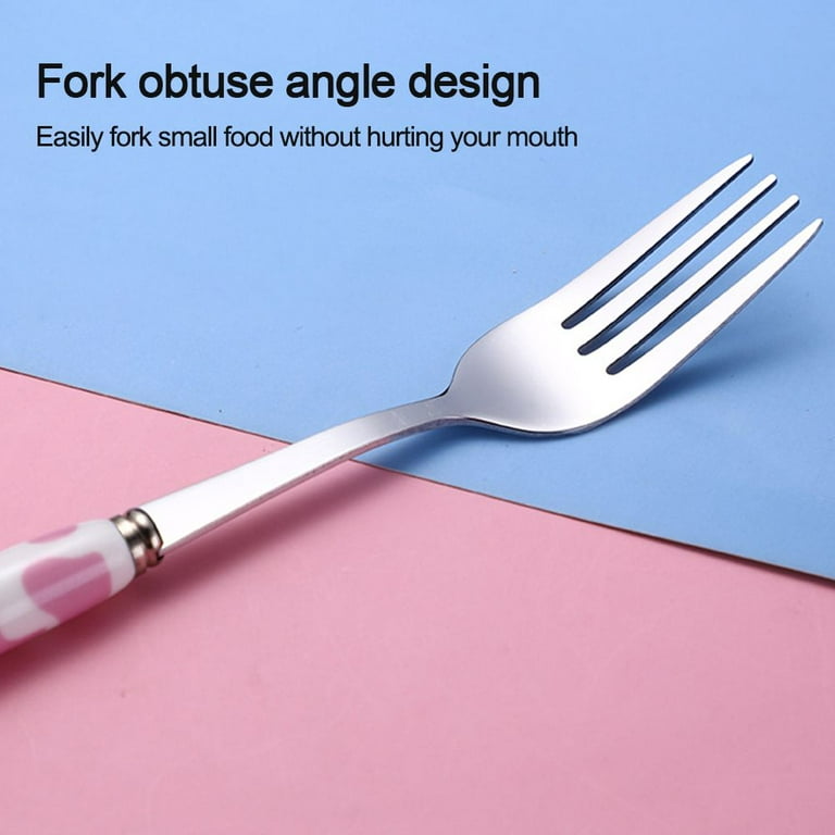 Ins Stainless Steel Tableware Portable Cutlery Set Cute Cartoon Chopsticks  Spoon Fork with Ceramic Handle Student Tableware