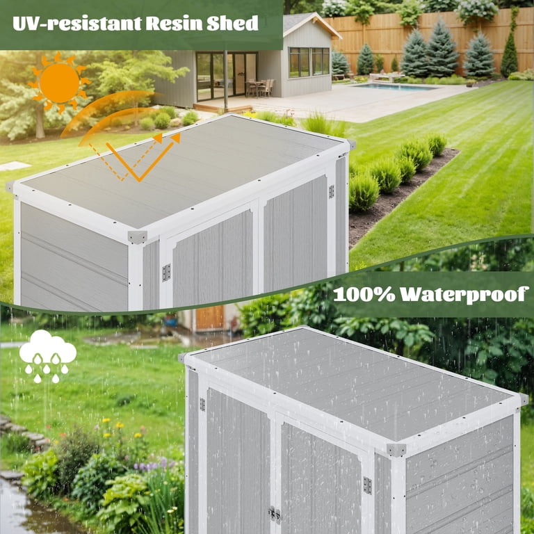 Enyopro 306Gal Shed & Outdoor Storage, Horizontal Resin Storage