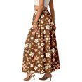 thumbnail image 4 of LWavelet Women Floral Print Tiered Maxi Skirt Elastic Waist With Pockets Boho Summer Long Skirt Light Brown 2XL, 4 of 6