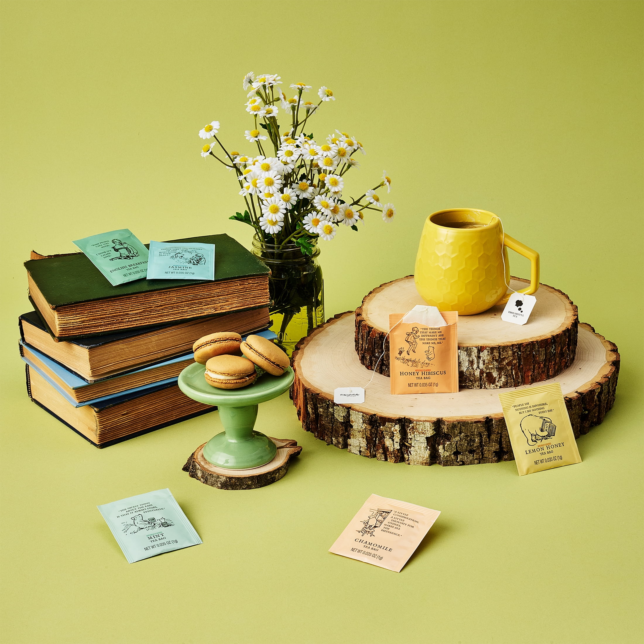 Thoughtfully, Classic Winnie-the Pooh Tea Collection Gift Set, Includes 60 Premium Tea Bags with Nostalgic Quotes from A.A. Milne, 6 Flavors, Cozy Literary Tea Gift
