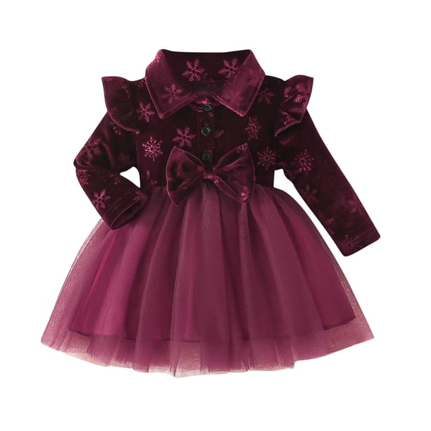Odeerbi Niñas Terciopelo Tul Vestidos Otoño Invierno Ruffle Vestido Niños Navidad Felpa Manga Larga