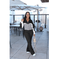 thumbnail image 3 of Aomice Women's 2 Piece Tracksuit Set Zip Up Jacket Flare Leg Pants | Color Block Matching Set with Zip Up Jacket and High Waist Flare Pants for Casual, Travel and Everyday Wear-Black Gray-2XL, 3 of 9