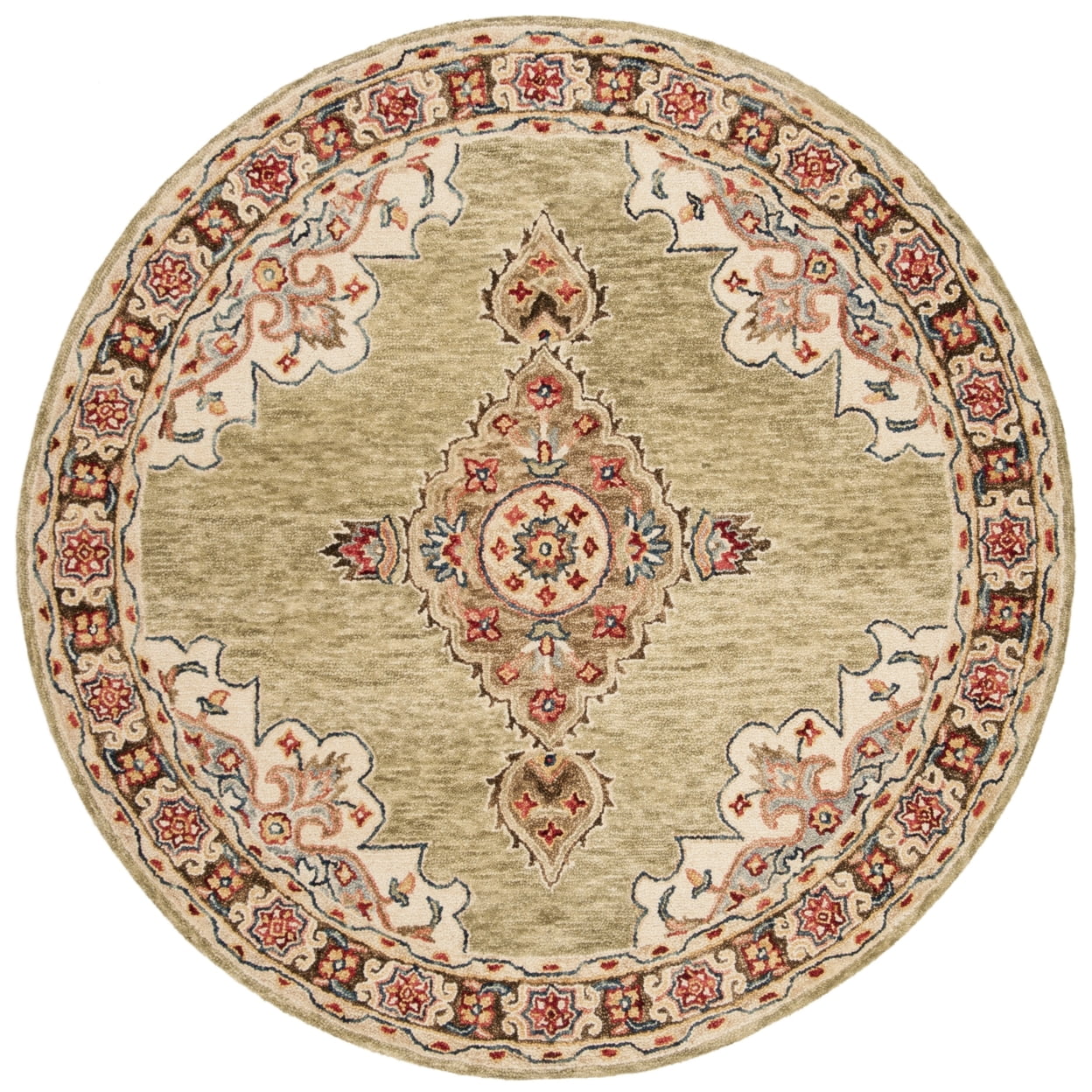 SAFAVIEH Aspen Emilija Southwestern Wool Runner Rug, Sage/Brown, 2'3" x 7'