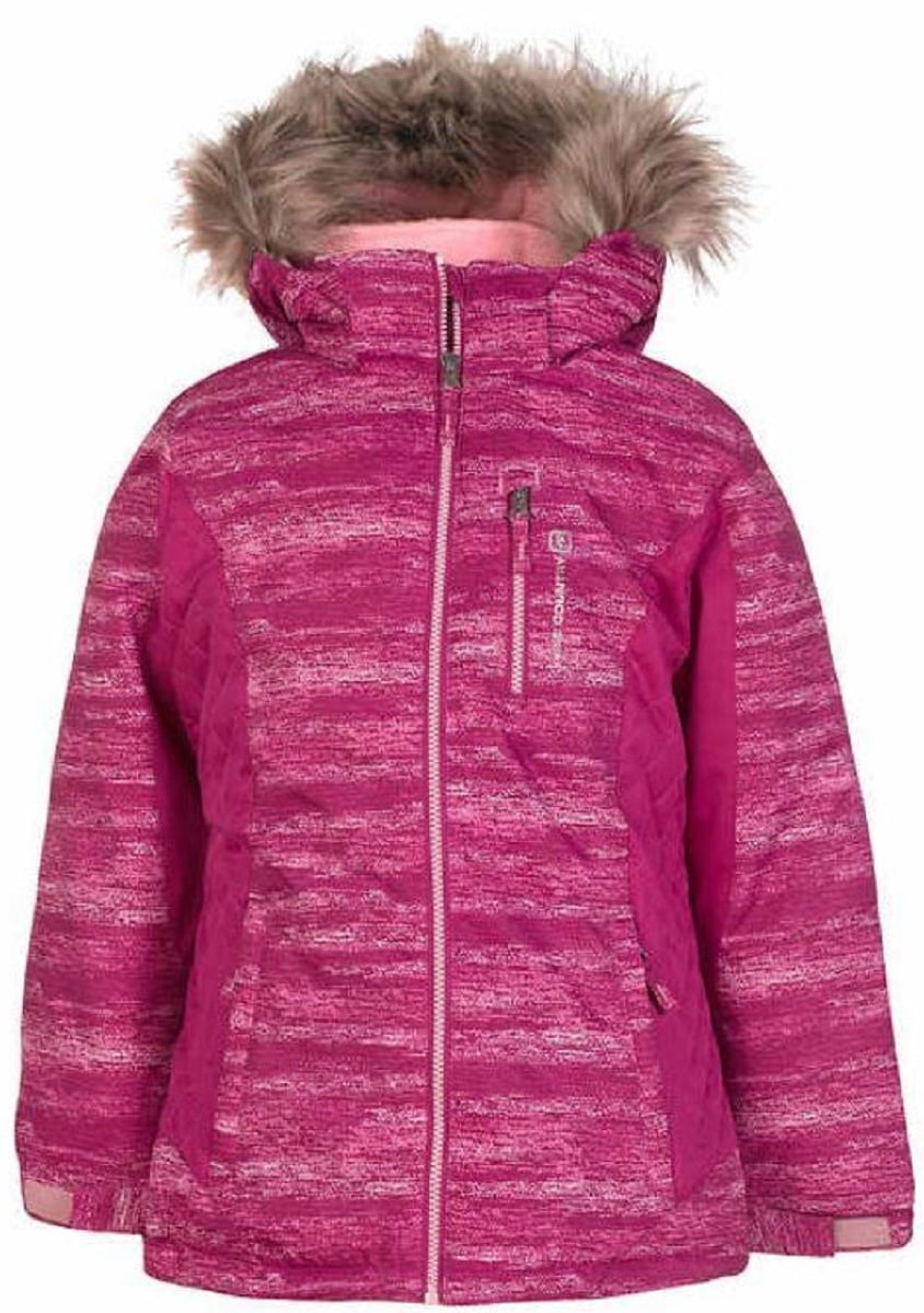 Free Country Girls Radiance Boarder Ski Jacket Winter Coat with Faux Fur Hood (Outdoor Pink