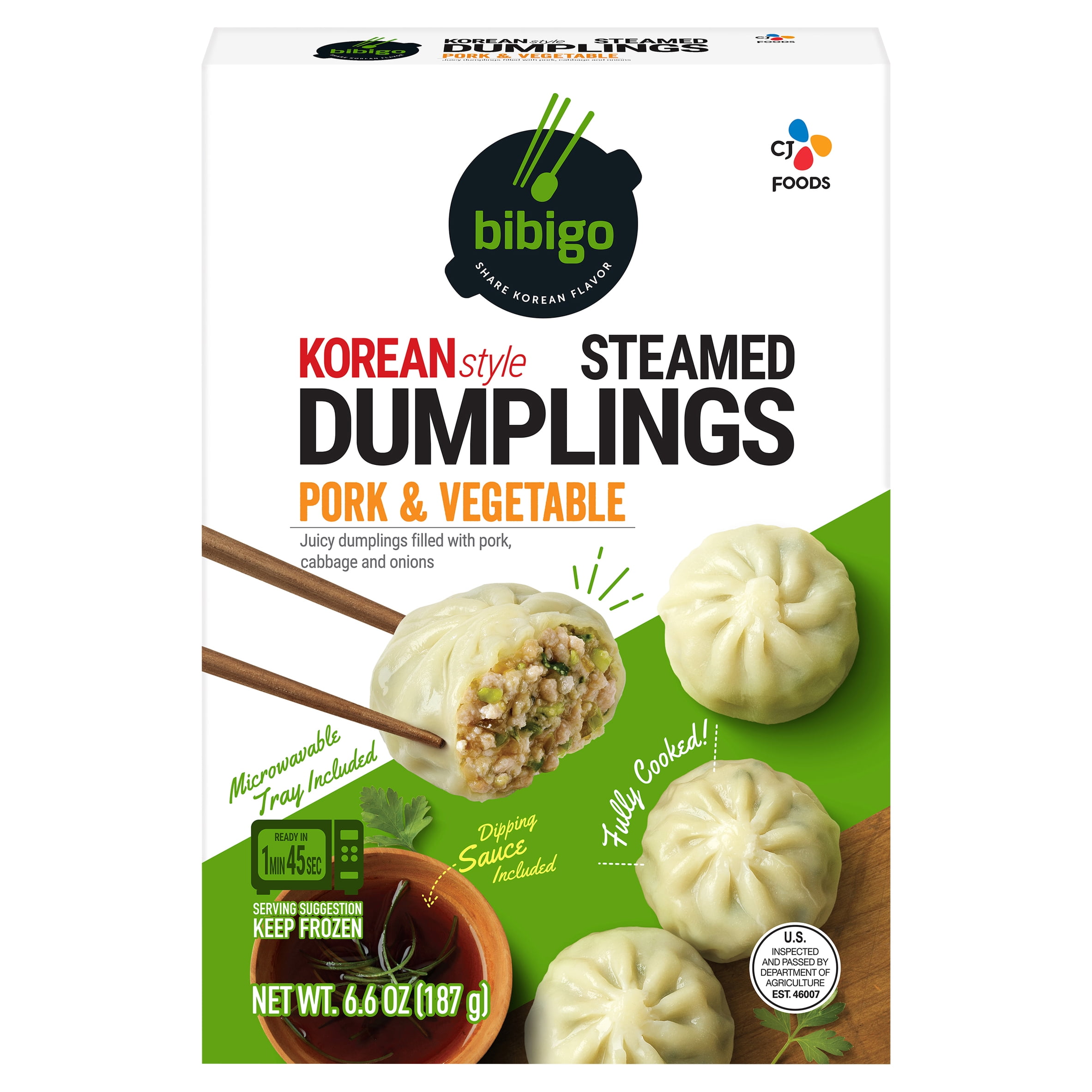 Bibigo Steamed Dumplings - Pork and Vegetable, 6.6 oz