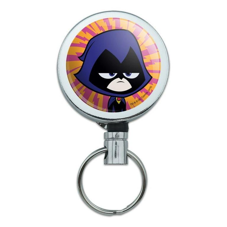 Teen Titans Go! Raven Heavy Duty Metal Retractable Reel ID Badge Key Card  Tag Holder with Belt Clip 