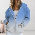 thumbnail image 2 of VISALY Womens Zip Up Hoodies Sweater Jacket Fall Jacket Oversized Pocket Sweatshirt Casual Zipper Jacket Solid Color Long Sleeve Tops Comfy Sweaters Plain Hoodie Fall Sweaters Blue L, 2 of 5