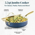 thumbnail image 4 of Gotham Steel Blue 5.5 Quart Heavy Duty Ceramic Nonstick Jumbo Cooker with Lid and Gold Handles Dishwasher Safe, 4 of 7