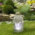 thumbnail image 2 of Northlight 24.5" Prelit LED Raised Stone Basin Outdoor Patio Garden Water Fountain - Gray, 2 of 3