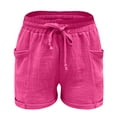 thumbnail image 4 of Comdrip Shorts Linen Women, Women's Fashion Casual High Waist Pants Straight Leg Sports Casual Loose Shorts Womens Cotton Shorts with Pockets Hot Pink 2Xl, 4 of 5