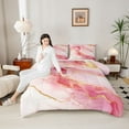 thumbnail image 5 of Feelyou Fashion Abstract Stripe Bedding Comforter Set for Adult, Chic Marble Ombre Twin Comforter Sets, Watercolor Art Pink Reversible Bedding Set, Super Cozy Room Decor, 2 Pieces, 5 of 9