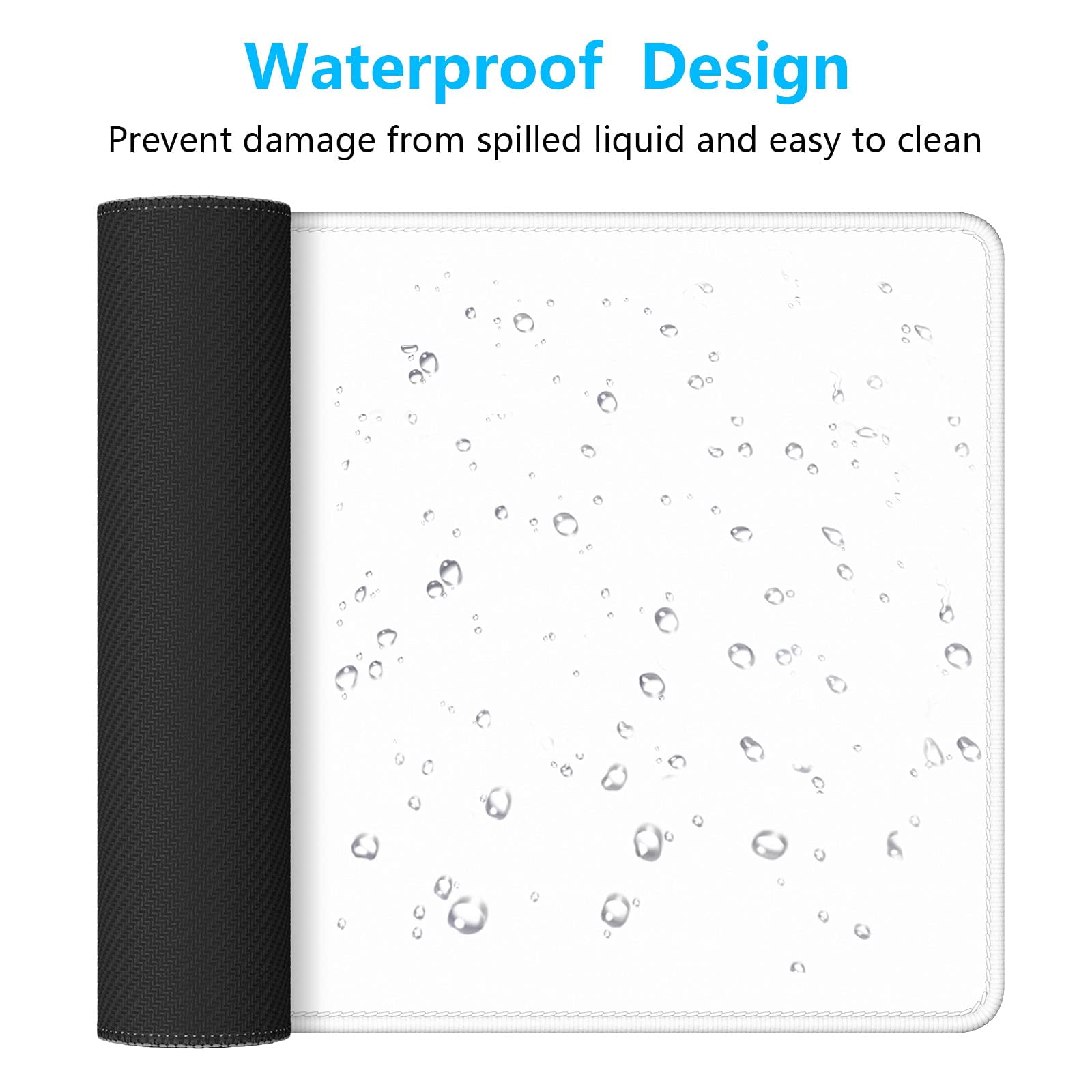 Large Gaming Mouse Pad  Extended Mat With Stitched Edges Full Size Non-slip Base Big Xxl Computer Desk Mats For Gamer Laptop Office 31.5 X 15.7in White