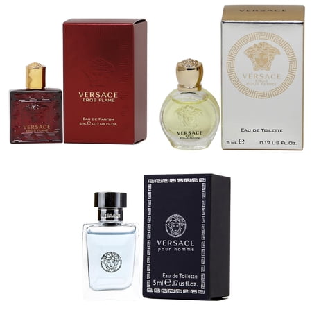 Versace Eros Flame EDP, Eros Women EDT, Pour Homme EDT - 5ml 3PK Kit