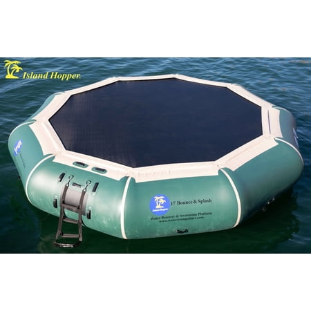 Island Hopper 17 Bounce N Splash Padded Water Bouncer - Natural Green