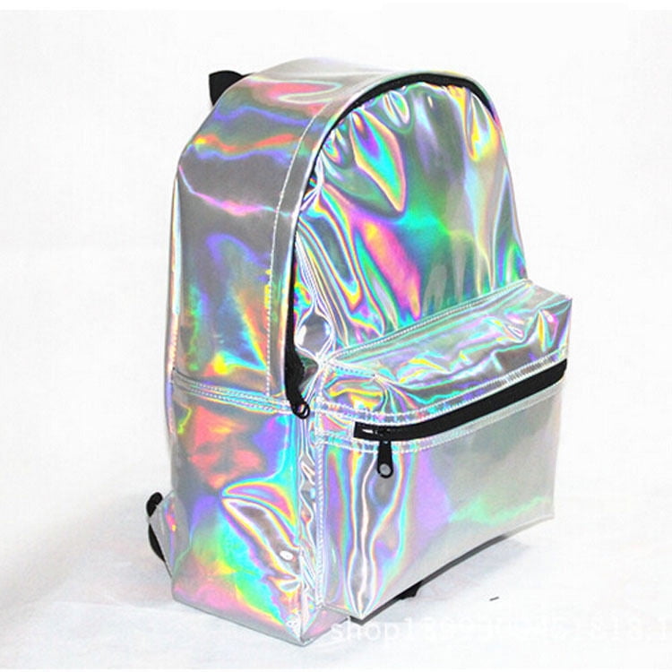 Mochila escolar de PU con laser brillante plateado bolso reflectante mochila holografica iridiscente Unisex Sincero Hogar Bodega Aurrera en linea