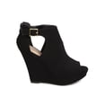 thumbnail image 2 of Qupid FC24 Women Nubuck Peep Toe Cut Out Platform Wedge Bootie, 2 of 5