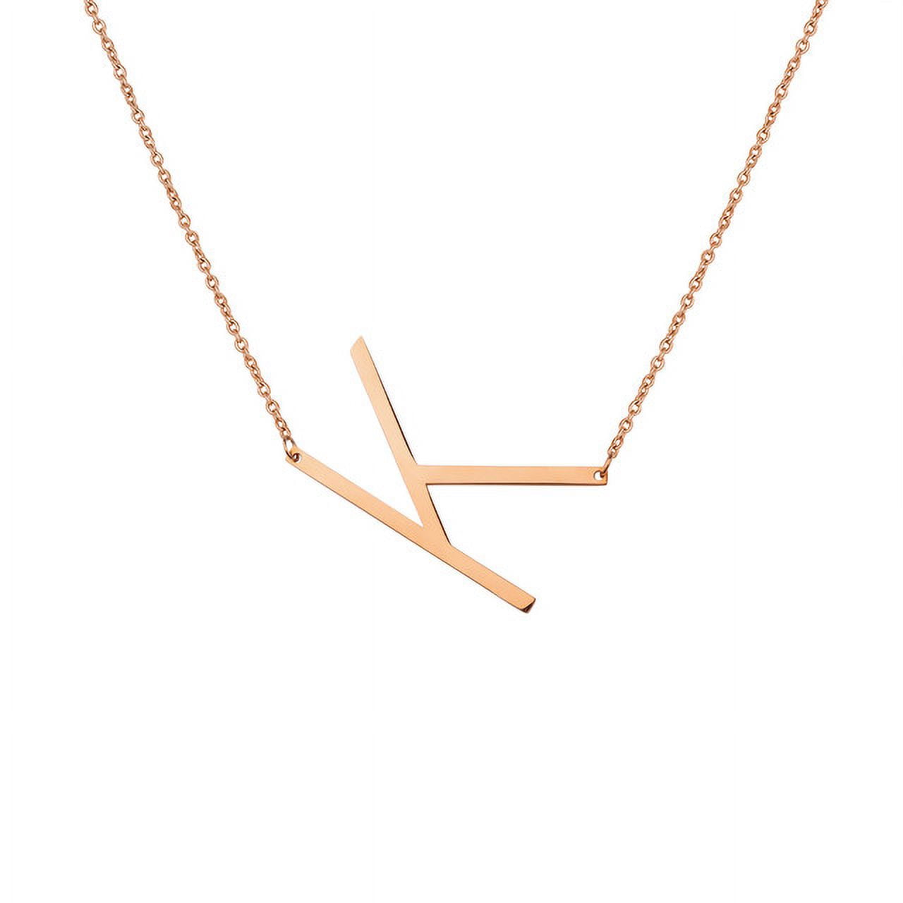 Personalized Initial Letter Necklace with Custom Engraving - Custom Initial Necklace - Oversized Letter Necklace - Sideways Initial Necklace for Women - Gift for Her - Jewelry Gift Set