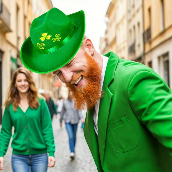 Danhjin St Patricks Day Hat Irish Festival Headwear Velvet Green for Festival Wear