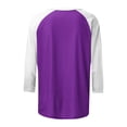 thumbnail image 5 of 3/4 Length Sleeve Womens Tops Trendy Casual Patchwork Color Block Shirts Crew Neck Blouses Loose Fit Tshirts Fall Winter Ladies Going Out Tops, 5 of 5