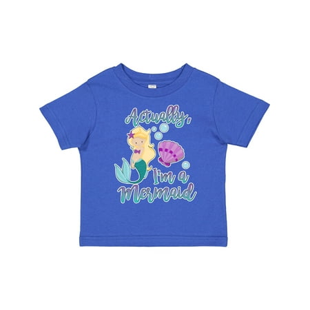 

Inktastic Actually Im a Mermaid with Seashell and Bubbles Gift Toddler Toddler Girl T-Shirt