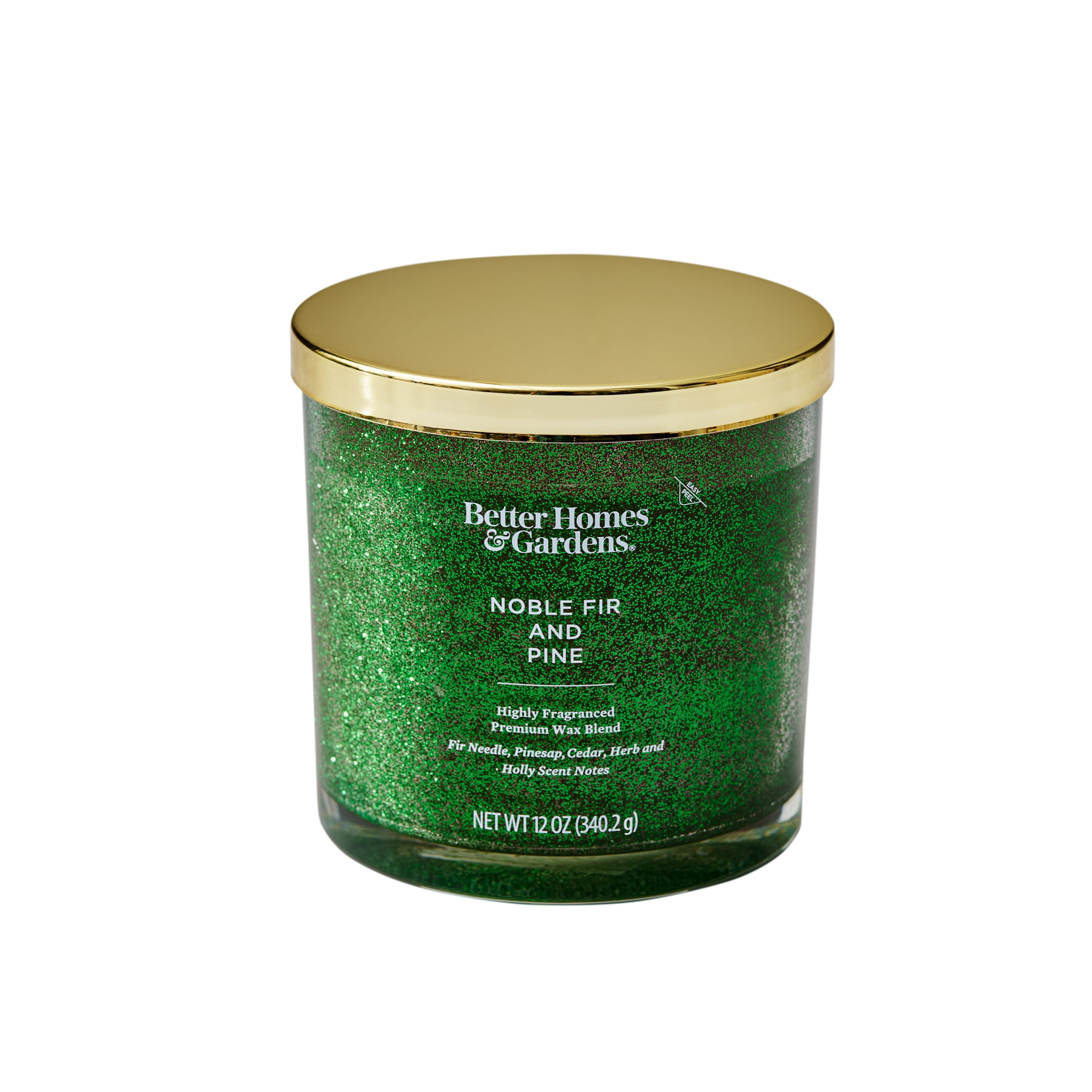 Better Homes & Gardens Noble Fir & Pine Scented 2 Wick Glitter 12oz Jar Candle