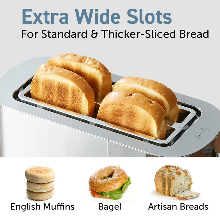 Elite Cuisine ECT2435 Long Slot Slice Toaster, Extra Large Slots