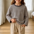 thumbnail image 5 of fatyb Girls Boys Long Sleeve Striped T-Shirts Crew Neck Casual Soft Cotton Tops Everyday Wear for Kids, 5 of 6