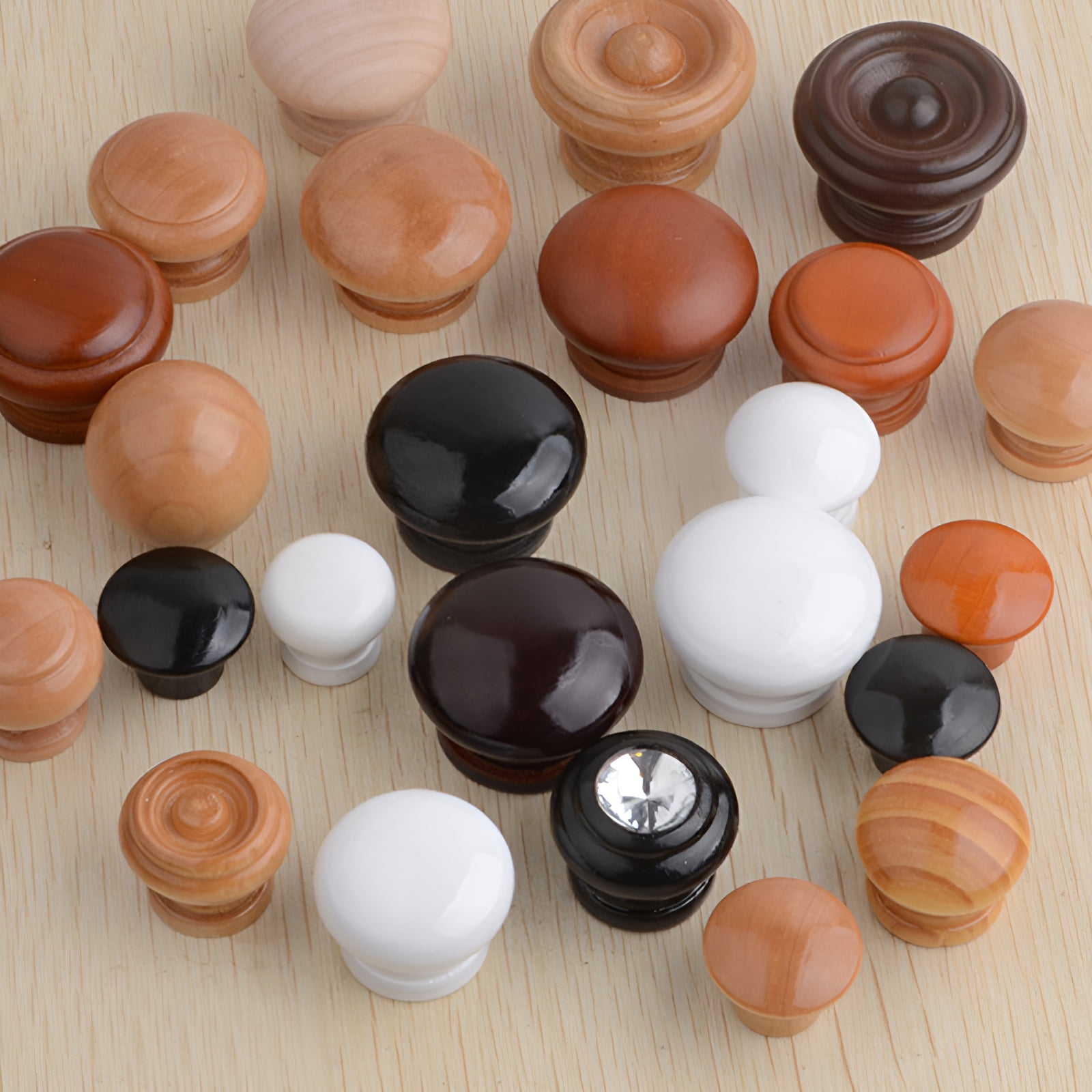 HIBIBUD 12Pcs Round Wooden Cabinet Handles,Shoe Cabinet Cabinet Pulls,with Screws Cabinet Knobs,Style1