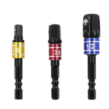 

3Pcs Drill Socket Adapter Impact Drill Extension Bar 1/4 3/8 1/2 Hex Square Head