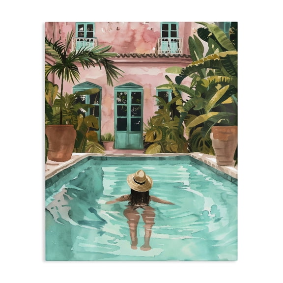 Stupell Industries Modern Girl Swimming In Pool Canvas Art, 16 x 20, by The Prints Vibe