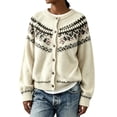 thumbnail image 2 of Fair Isle Cardigan for Women, Jacquard Knit Button Down Crewneck Long Sleeve, Fall Vintage Casual Soft Sweater S-3XL, 2 of 5