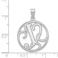 thumbnail image 3 of FB Jewels Sterling Silver Rhodium-plated Fancy Script Initial Y Charm, 3 of 4