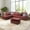 Red-Left-Sofa with Ottoman, variant on MAYEERTY 97.5" L-Shaped Sectional Sofa, Faux Leather 3-Piece Modular Couch Sofa Set with Ottoman, Red (Left)