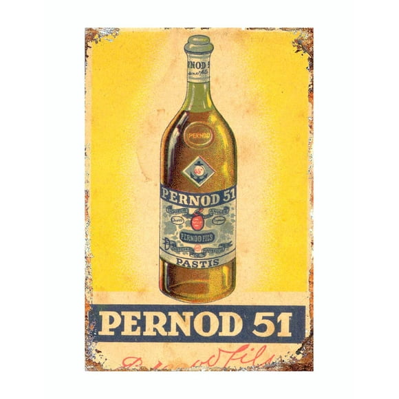 pernod 51 liquor ad Micro Brews Kegs Cuisine Métal Étain Signe reproduction de style vintage 12 x 8 Pouces