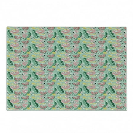 

Summer Cutting Board Beach Party Themed with Floating Rubber Ring Flamingos Cocktails and Exotic Leaves Decorative Tempered Glass Cutting and Serving Board in 3 Sizes by Ambesonne