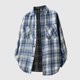 thumbnail image 1 of Blusa y camisa de manga larga con cuello vuelto para hombre, blusa informal a cuadros a la moda con botones y cuello vuelto, blusa de poliéster para hombre, 1 of 5