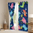 thumbnail image 3 of Feelyou Rainbow Dino Wildlife Black Out Curtains for Kids Boys Girls, Tropical Palm Curtains Pack of 2 (42x63 Each), Navy, 3 of 6