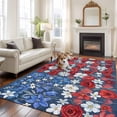 thumbnail image 2 of 4th of July Floral Area Rugs 6'x9', Washable Small Throw Rugs for Kitchen Dining room, Blue Red Poppy Patriotic Rustic Indoor Outdoor Rug Non-Slip Low Pile Carpet Runner Reversible Floor Mats, 2 of 8