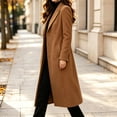 thumbnail image 7 of uublik Trench Coat Women Coffee Long Sleeve Elegant Classic Overcoat Fall Winter Clothing, 7 of 7